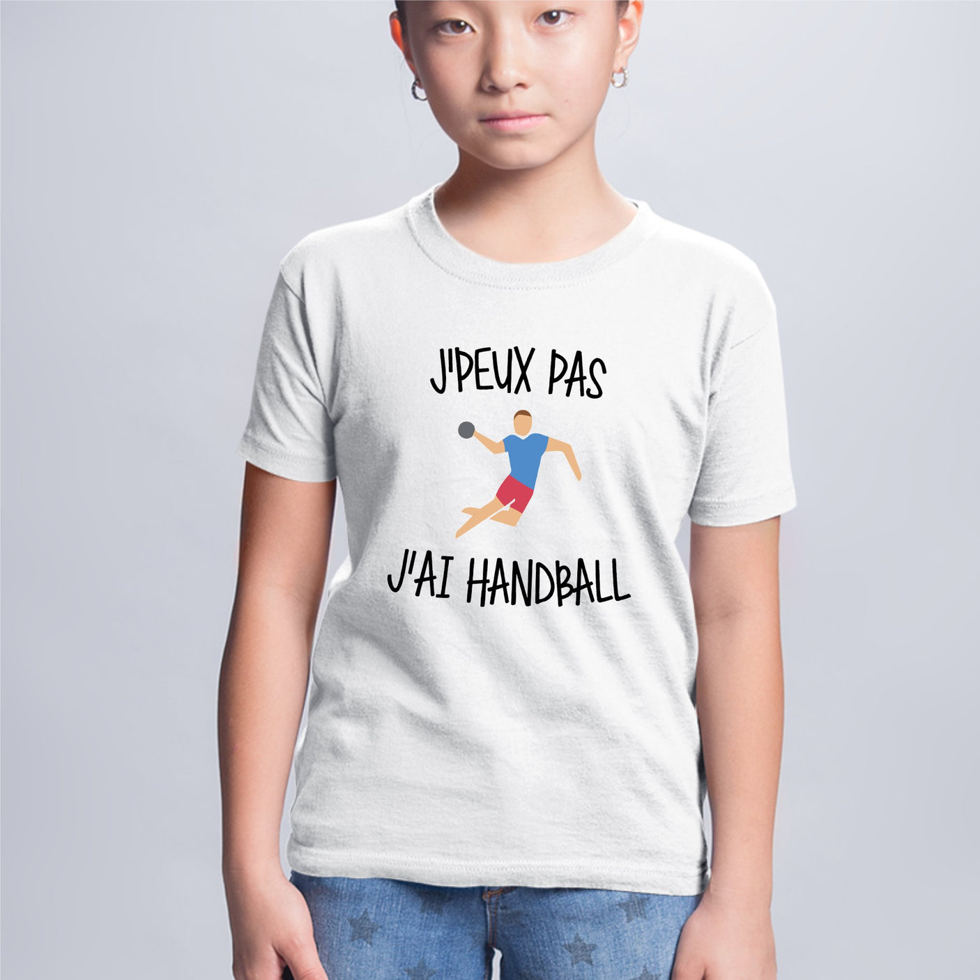 T-Shirt Enfant J'peux pas j'ai handball Blanc