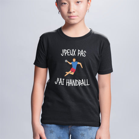 T-Shirt Enfant J'peux pas j'ai handball Noir