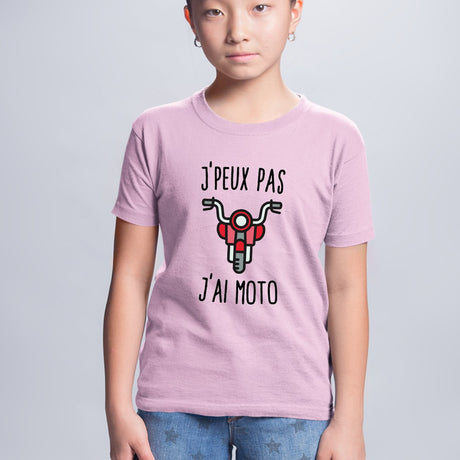 T-Shirt Enfant J'peux pas j'ai moto Rose