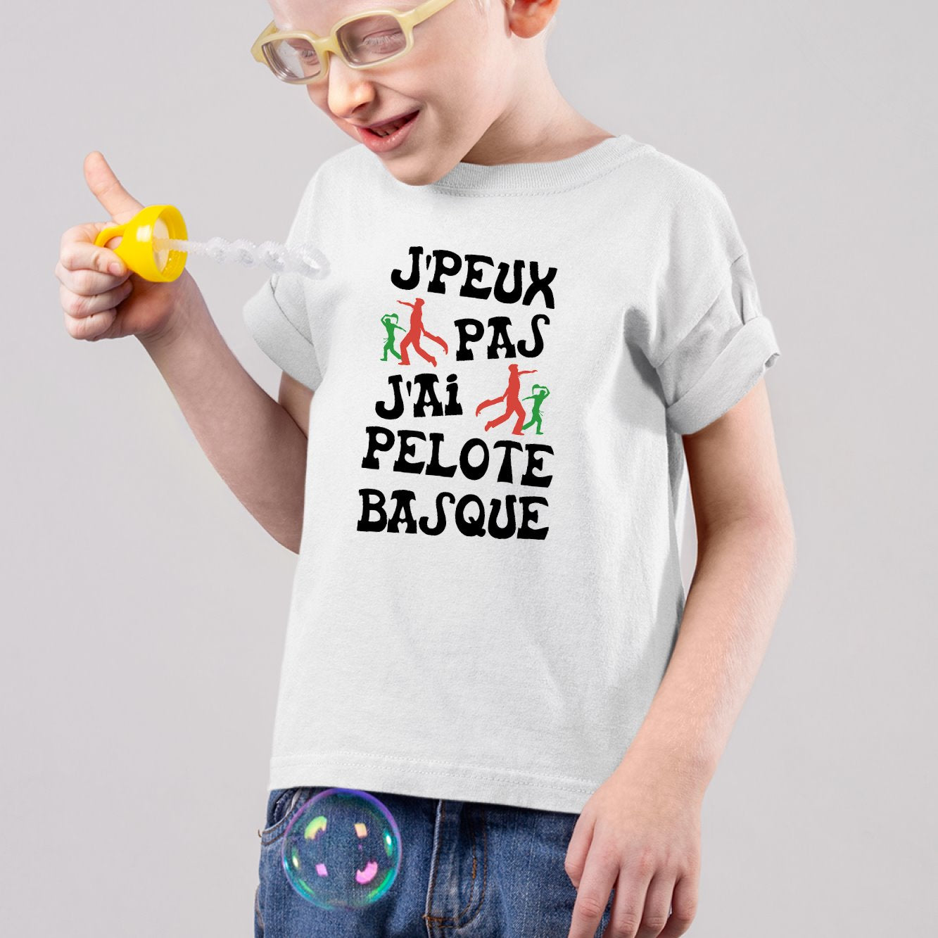 T-Shirt Enfant J'peux pas j'ai pelote basque Blanc