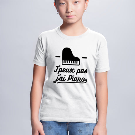 T-Shirt Enfant J'peux pas j'ai piano Blanc