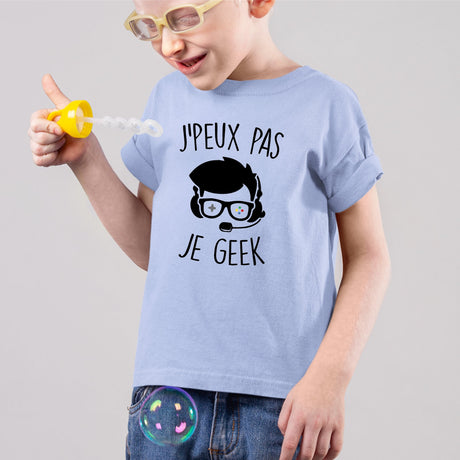 T-Shirt Enfant J'peux pas je geek Bleu