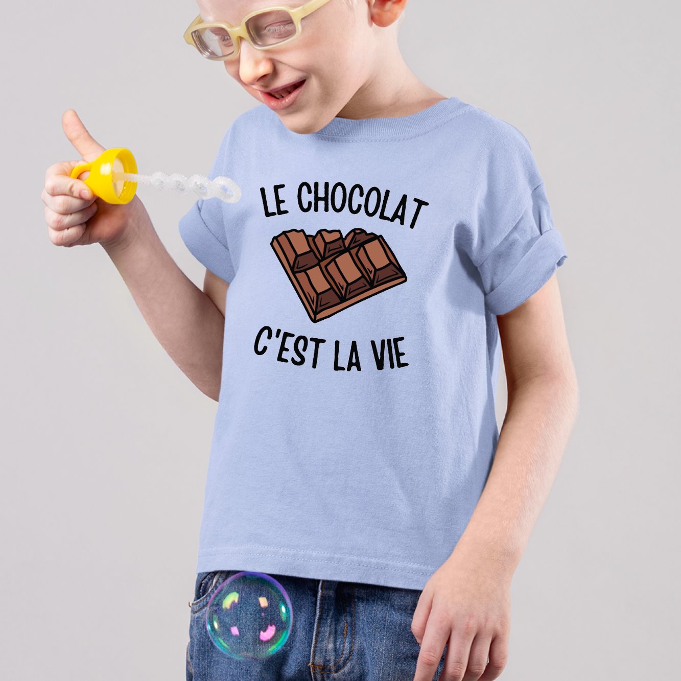 T-Shirt Enfant Le chocolat c'est la vie Bleu