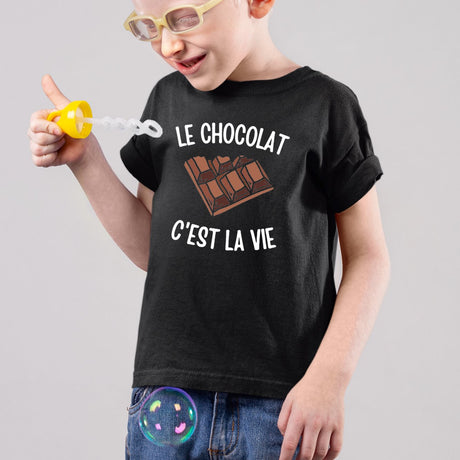 T-Shirt Enfant Le chocolat c'est la vie Noir
