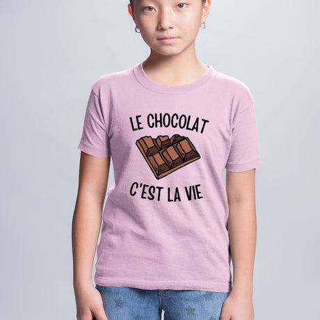 T-Shirt Enfant Le chocolat c'est la vie Rose