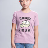 T-Shirt Enfant Le fromage c'est la vie Rose