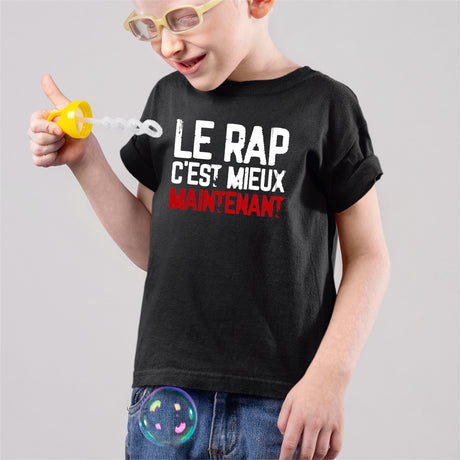 T-Shirt Enfant Le rap c'est mieux maintenant Noir