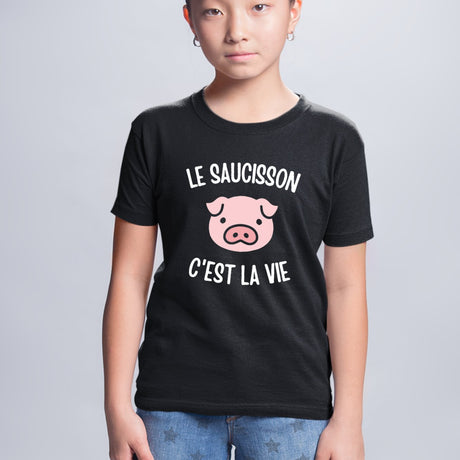T-Shirt Enfant Le saucisson c'est la vie Noir