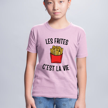 T-Shirt Enfant Les frites c'est la vie Rose