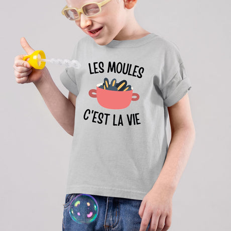 T-Shirt Enfant Les moules c'est la vie Gris