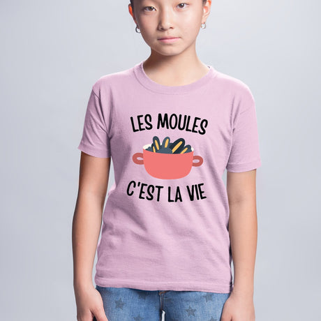 T-Shirt Enfant Les moules c'est la vie Rose