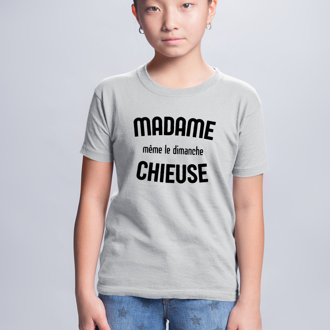 T-Shirt Enfant Madame chieuse Gris