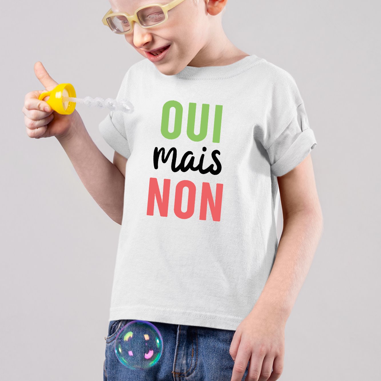 T-Shirt Enfant Oui mais non Blanc