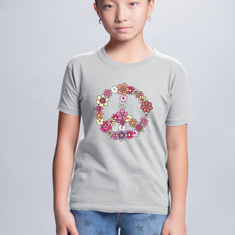 T-Shirt Enfant Peace and Love Gris