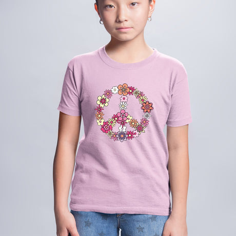 T-Shirt Enfant Peace and Love Rose