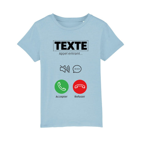 T-Shirt Enfant Personnalisé Appel de "votre texte" Bleu