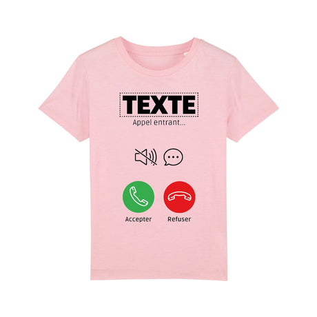 T-Shirt Enfant Personnalisé Appel de "votre texte" Rose