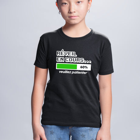 T-Shirt Enfant Réveil en cours Noir