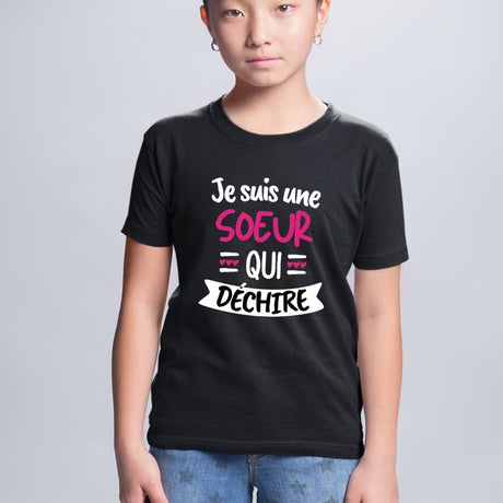 T-Shirt Enfant Soeur qui déchire Noir