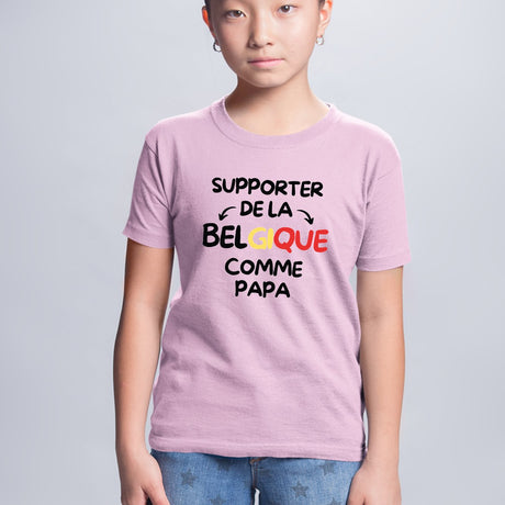 T-Shirt Enfant Supporter de la Belgique comme papa Rose