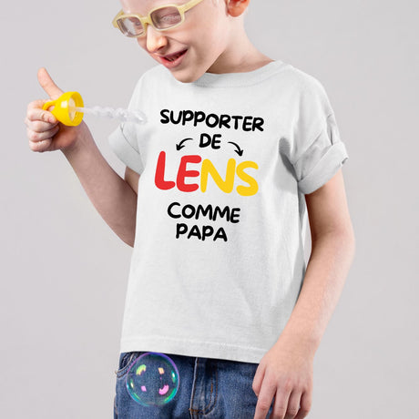 T-Shirt Enfant Supporter de Lens comme papa Blanc