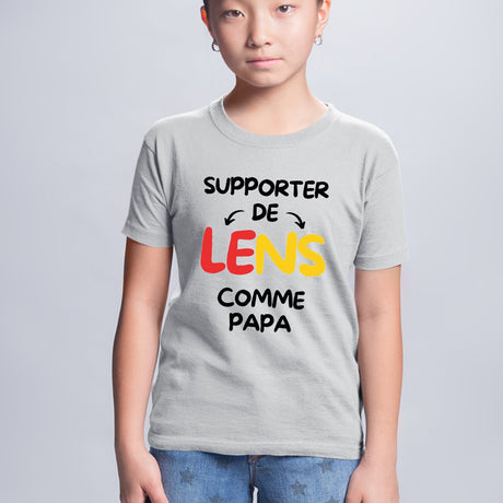 T-Shirt Enfant Supporter de Lens comme papa Gris