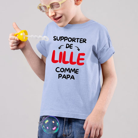 T-Shirt Enfant Supporter de Lille comme papa Bleu