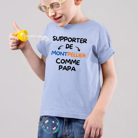 T-Shirt Enfant Supporter de Montpellier comme papa Bleu