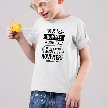 T-Shirt Enfant Tous les hommes naissent égaux les meilleurs en novembre Blanc