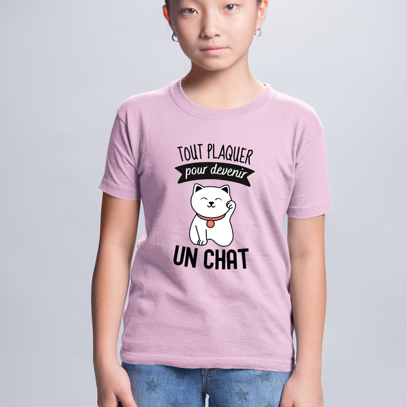 T-Shirt Enfant Tout plaquer pour devenir un chat Rose
