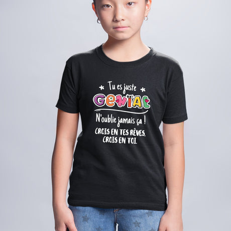 T-Shirt Enfant Tu es génial crois en tes rêves Noir