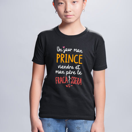 T-Shirt Enfant Un jour mon prince viendra Noir