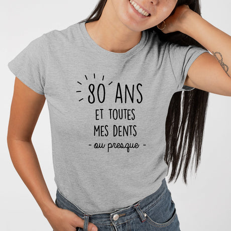 T-Shirt Femme Anniversaire 80 ans Gris