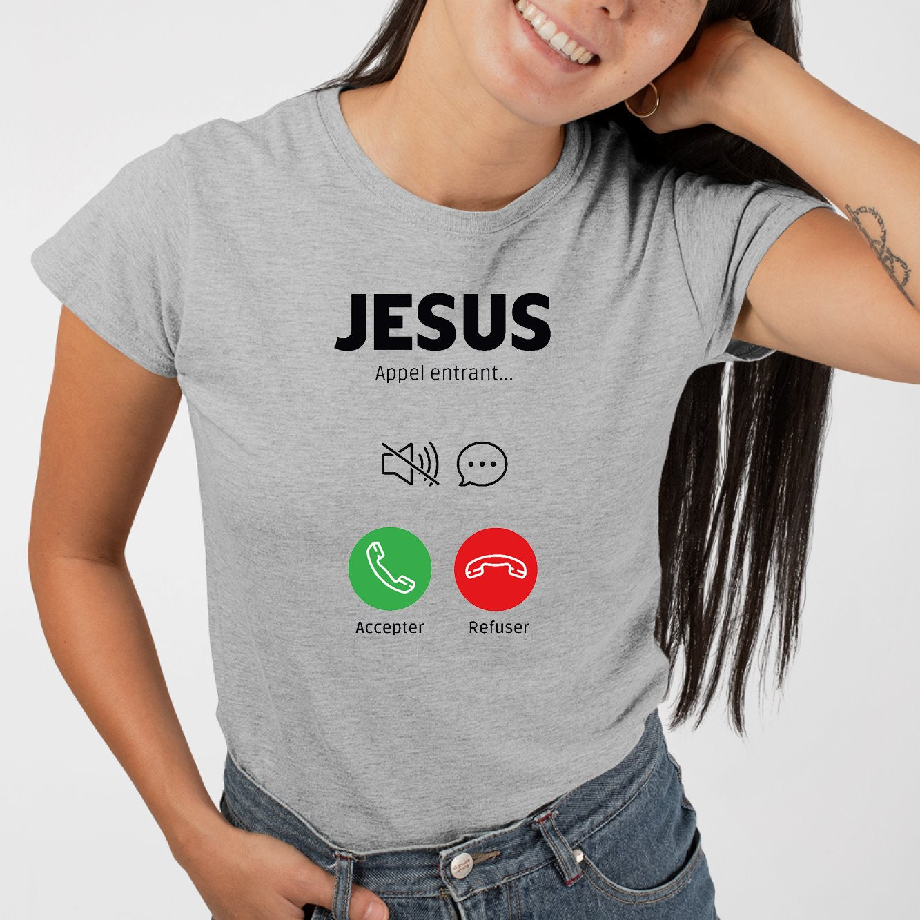 T-Shirt Femme Appel de Jésus Gris