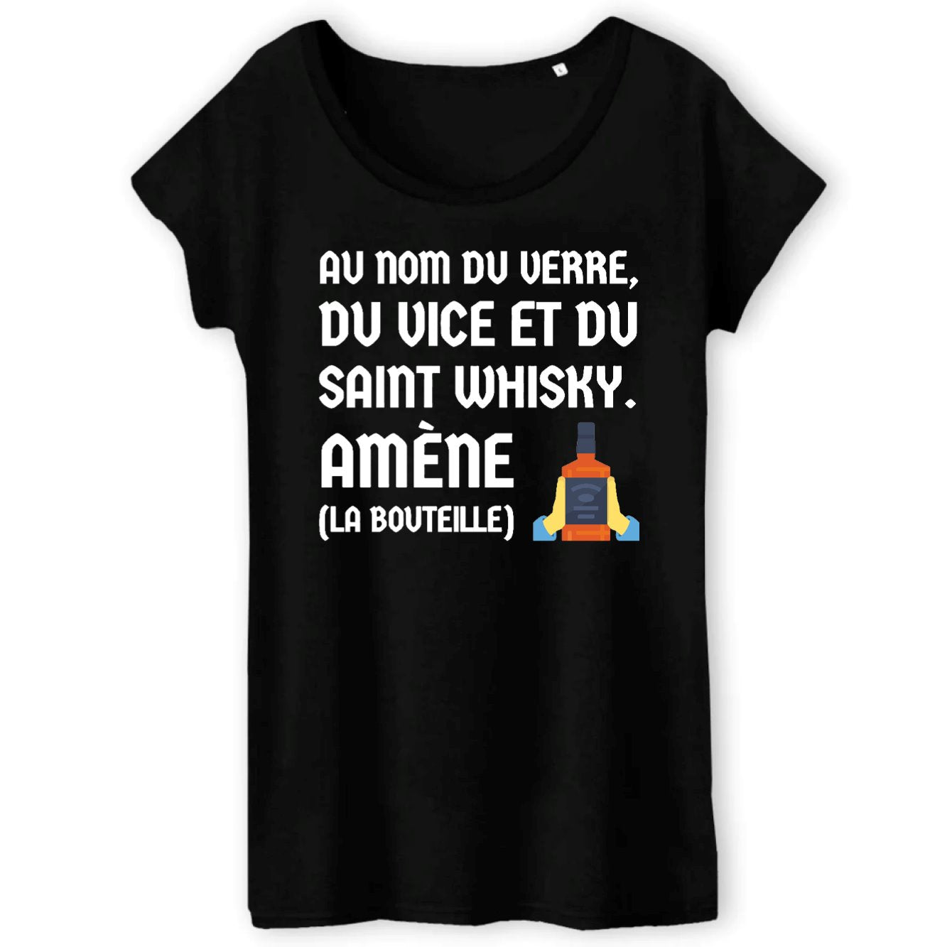 T-Shirt Femme Au nom du verre du vice et du saint whisky 