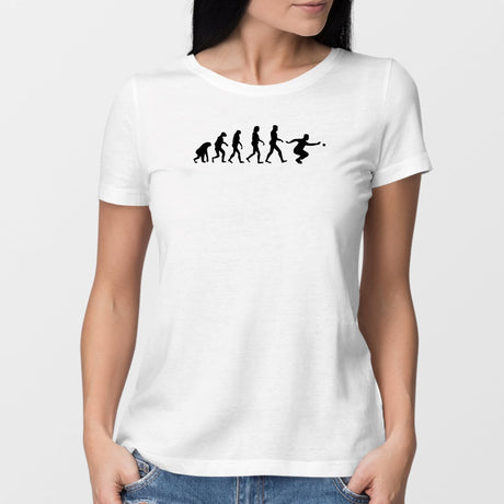 T-Shirt Femme Évolution pétanque Blanc
