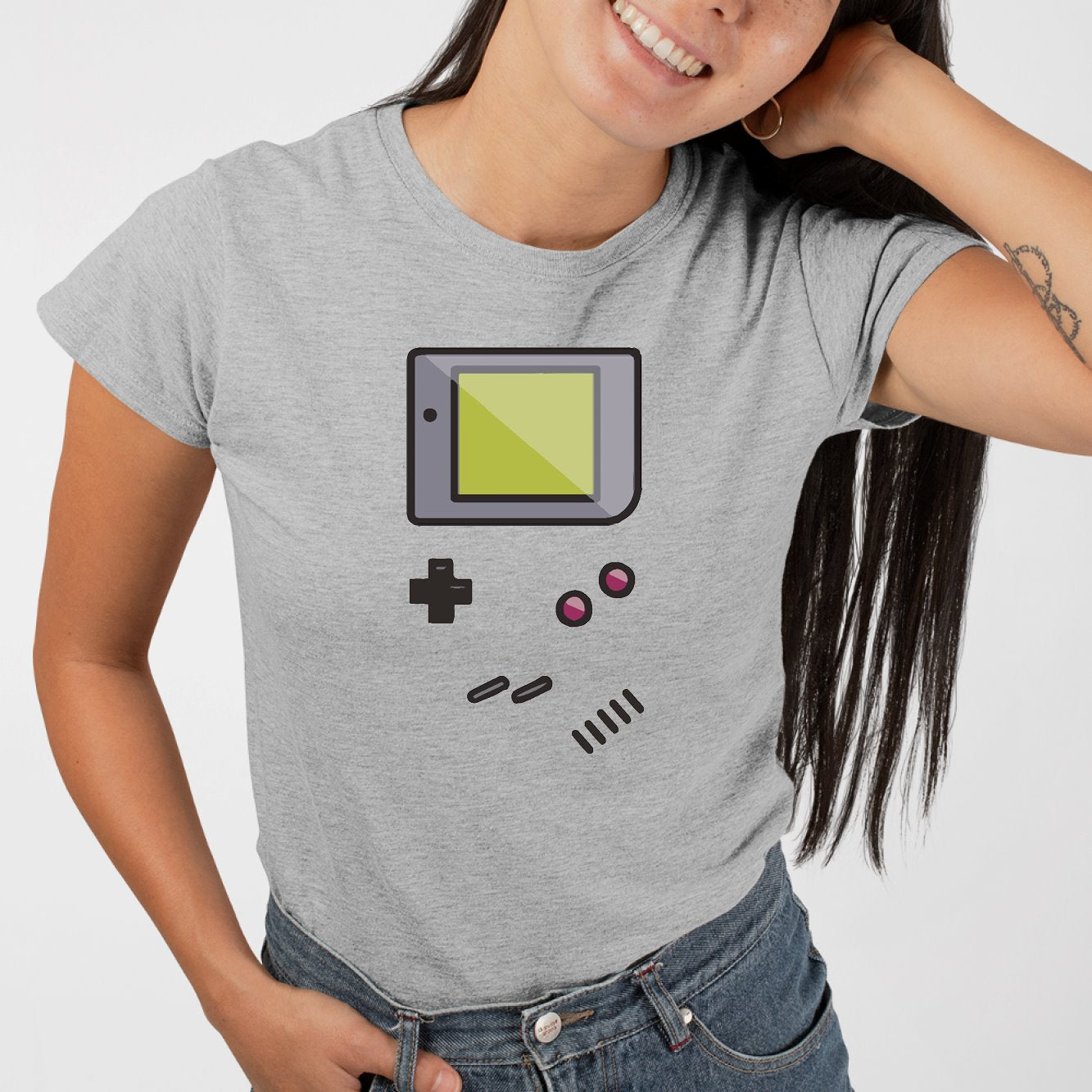 T-Shirt Femme Game Boy Gris