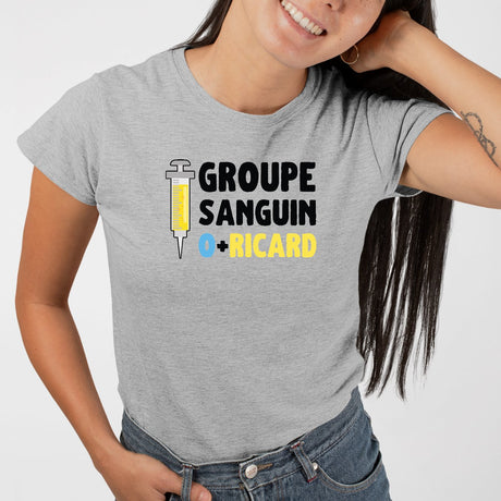 T-Shirt Femme Groupe sanguin O + Ricard Gris
