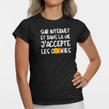T-Shirt Femme J'accepte les cookies Noir