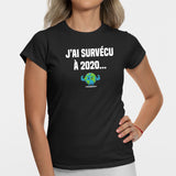 T-Shirt Femme J'ai survécu à 2020 Noir