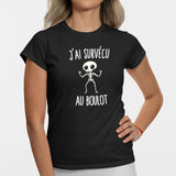 T-Shirt Femme J'ai survécu au boulot Noir