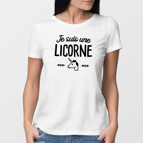 T-Shirt Femme Je suis une licorne Blanc