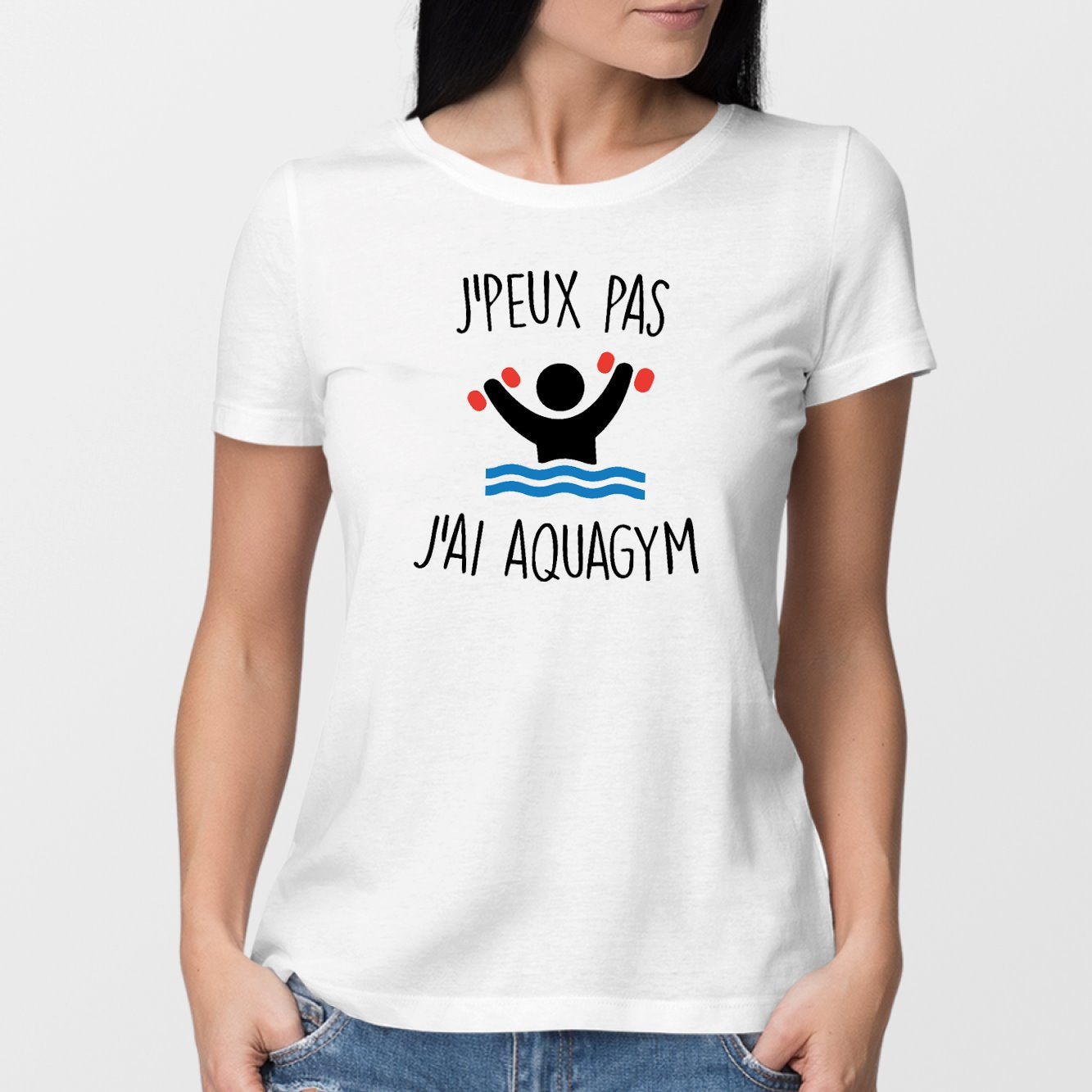 T-Shirt Femme J'peux pas j'ai aquagym Blanc