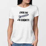 T-Shirt Femme J'peux pas j'ai clarinette Blanc