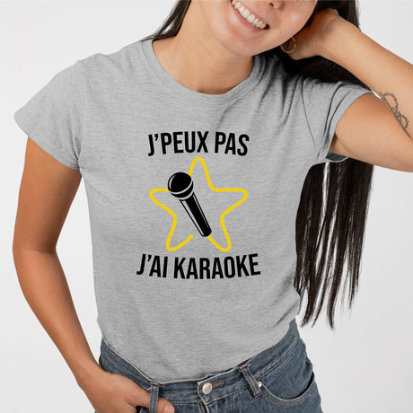 T-Shirt Femme J'peux pas j'ai karaoke Gris