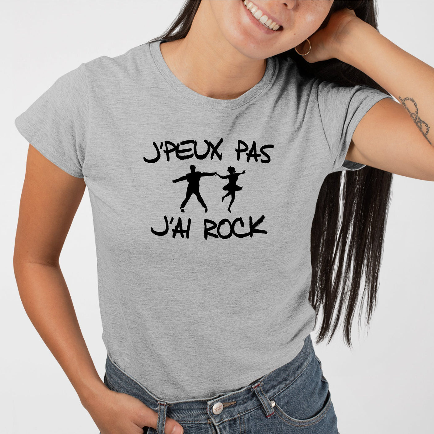 T-Shirt Femme J'peux pas j'ai rock Gris