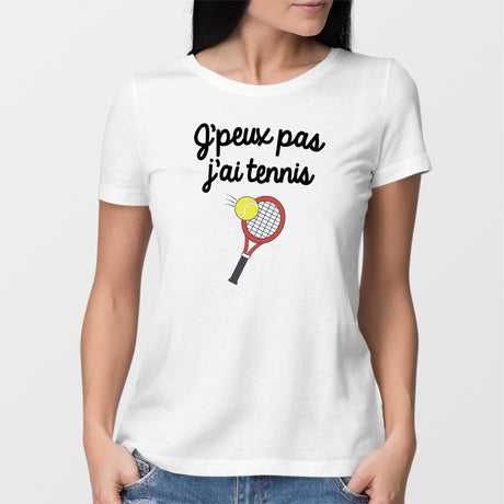 T-Shirt Femme J'peux pas j'ai tennis Blanc