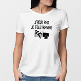 T-Shirt Femme J'peux pas je télétravail Blanc