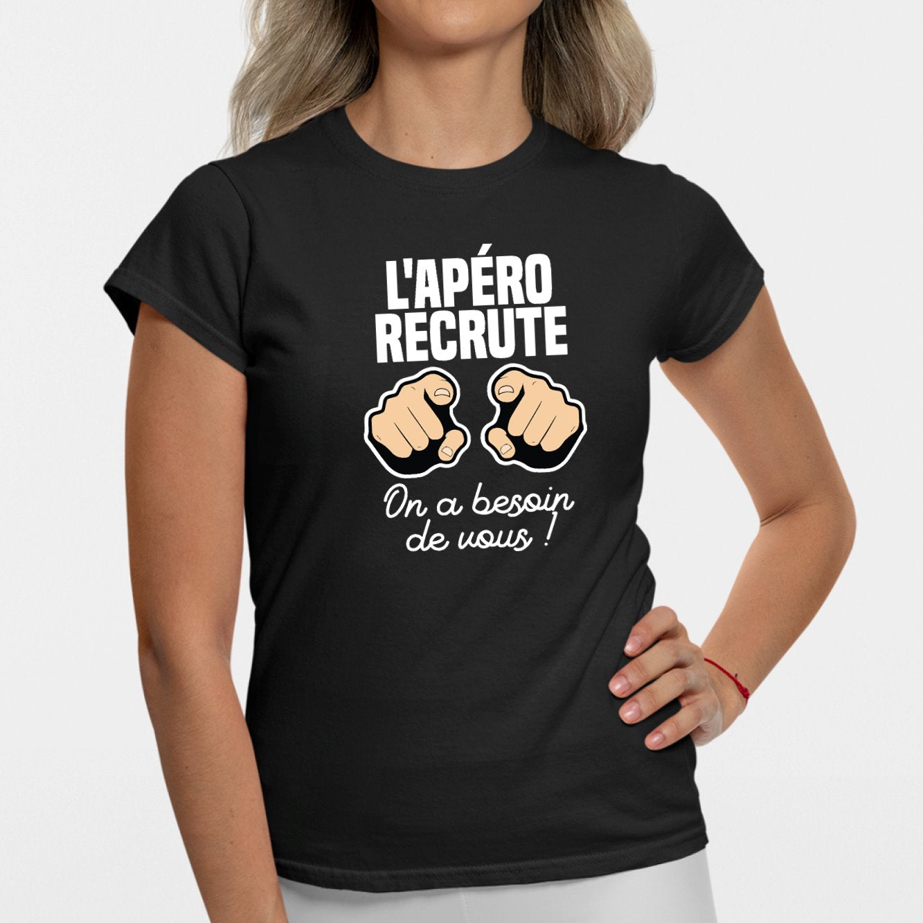 T-Shirt Femme L'apéro recrute Noir