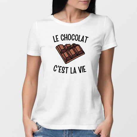 T-Shirt Femme Le chocolat c'est la vie Blanc
